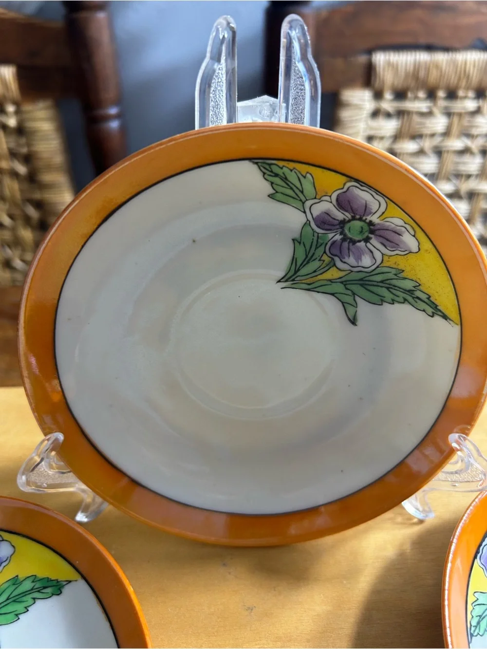 Vintage Chikatamachi By Noritake 6 Tea Cup Plates/ Set Made In Japan Hand Painte
